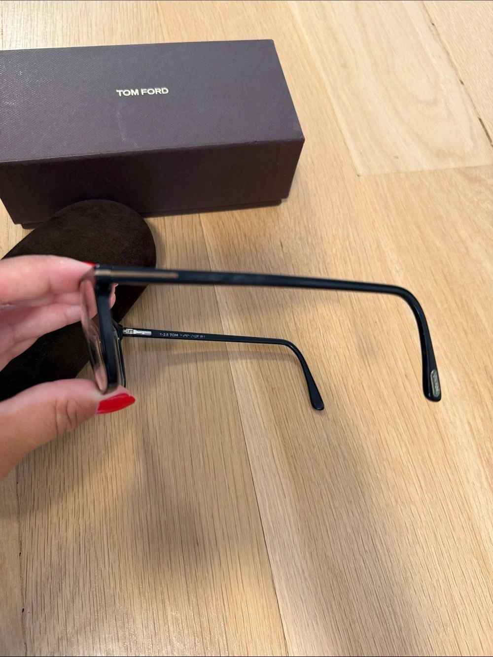 Tom Ford Black and Gold Rectangular Eyeglasses with Branded Case